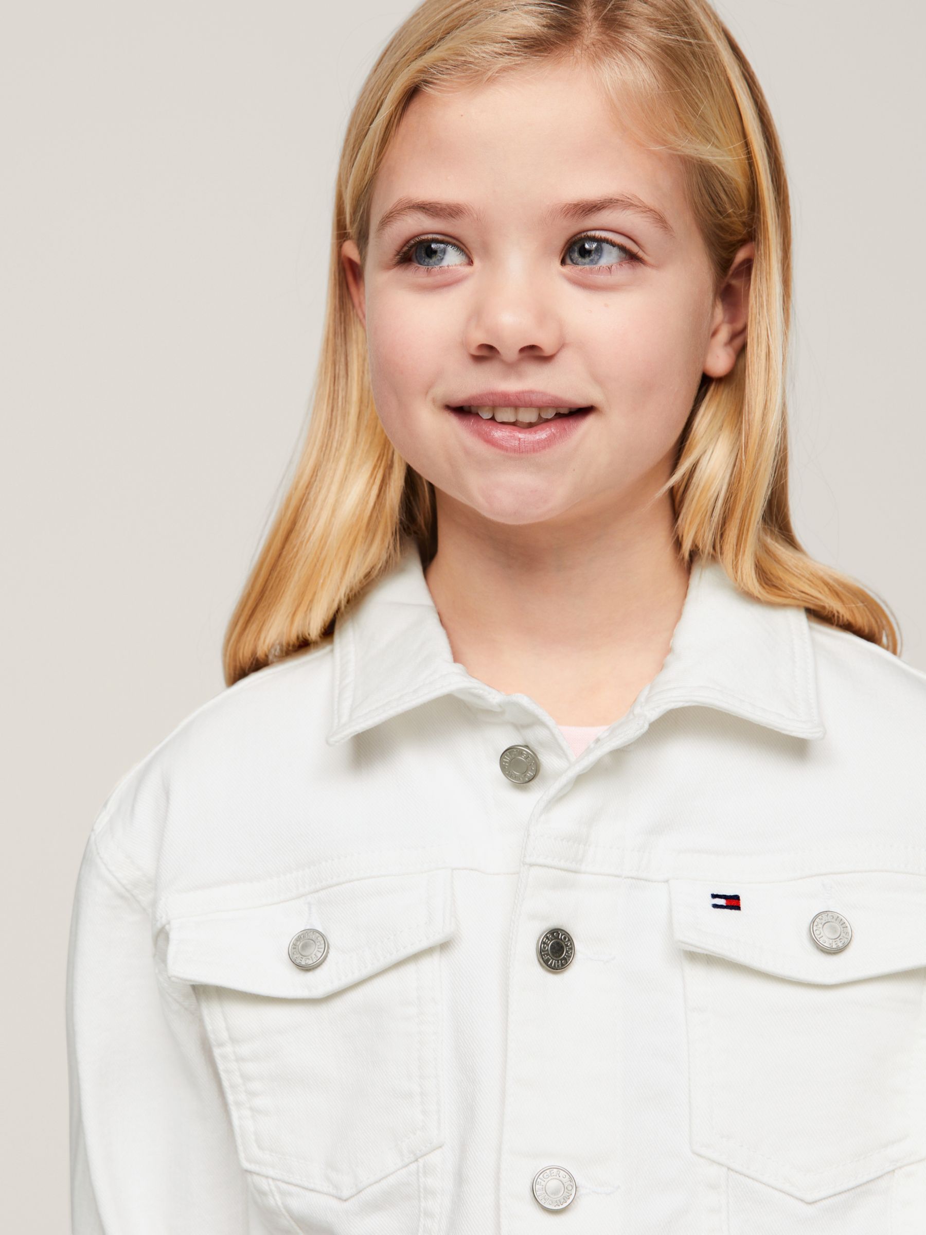 Tommy Hilfiger Kids' Denim Trucker Jacket, White, 10 years