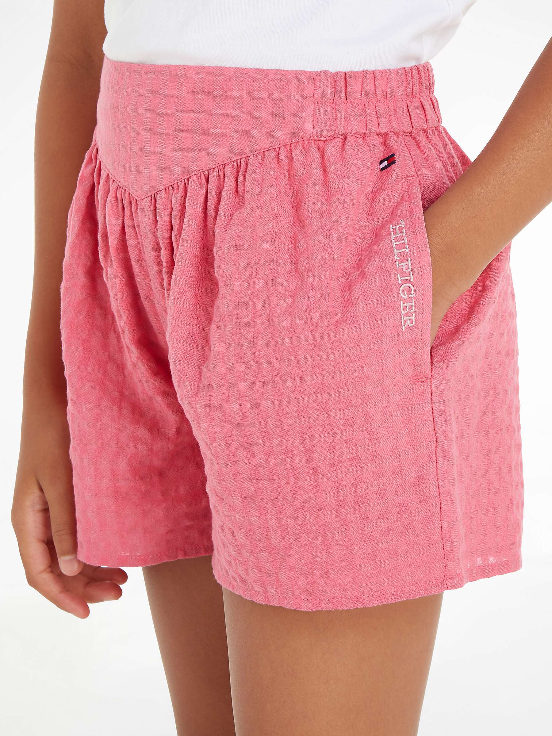 Buy Tommy Hilfiger Kids' Seersucker Gingham Shorts, Glamour Pink Online at johnlewis.com