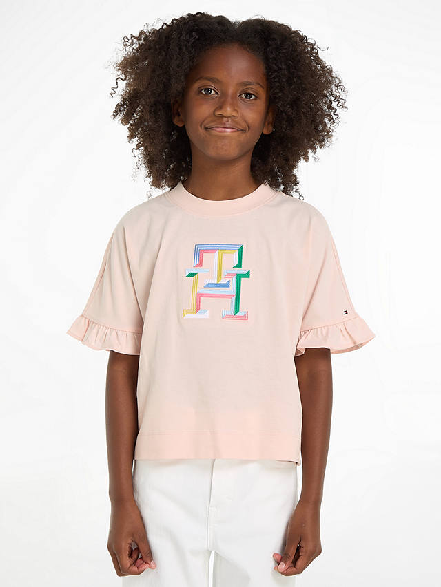 Tommy Hilfiger Kids' Rainbow Monogram T-Shirt, Whimsy Pink/Multi