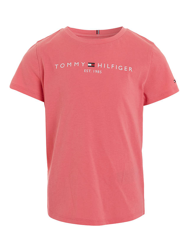 Tommy Hilfiger Kids' Essential Organic Cotton Logo Tee, Glamour Pink