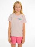 Tommy Hilfiger Kids' Monotype Multicolour Logo T-Shirt, Whimsy Pink, Whimsy Pink