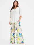 Scarlett & Jo Lounge Wide Leg Trousers, Cream/Blue/Yellow