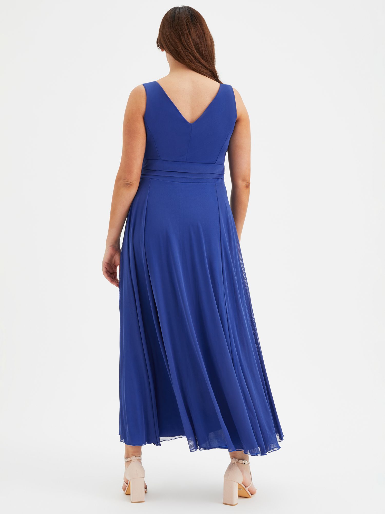 Scarlett & Jo Nancy Marilyn Sleeveless Mesh Maxi Dress, Solid Royal Blue, 12