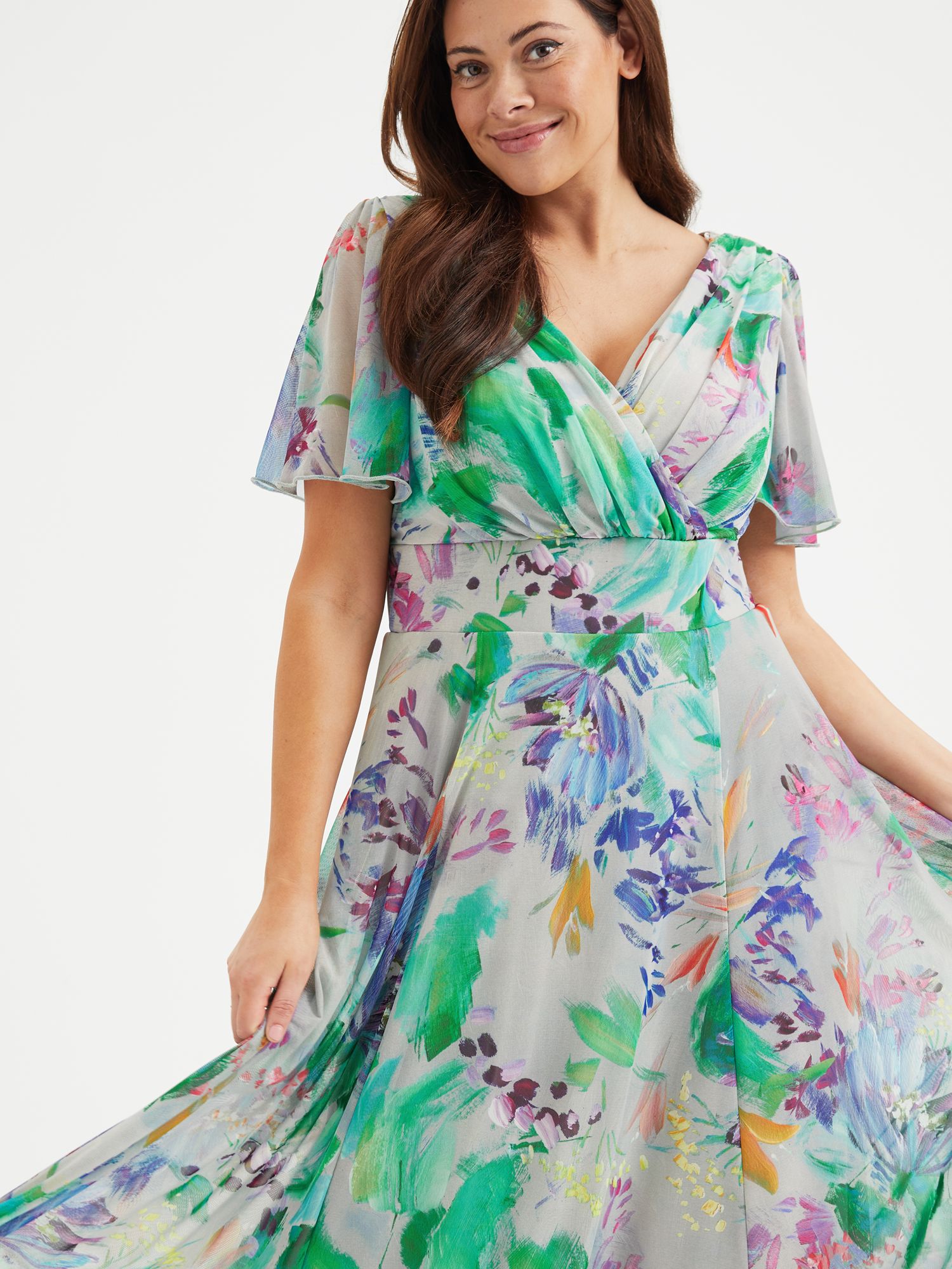 Buy Scarlett & Jo Isabelle Abstract Print Maxi Swing Dress, Green/Multi Online at johnlewis.com