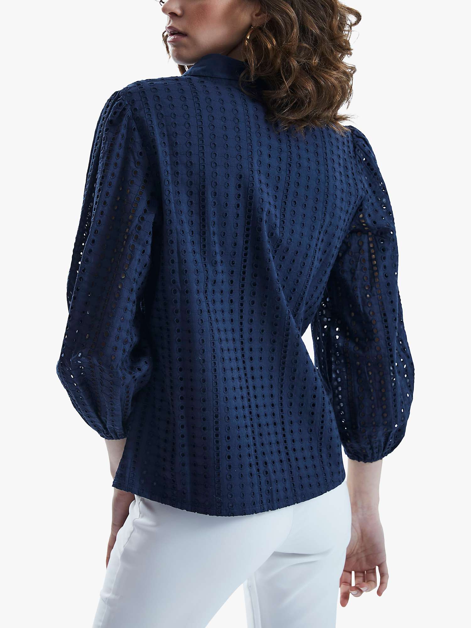 Buy James Lakeland Broderie Anglaise Shirt, Navy Online at johnlewis.com