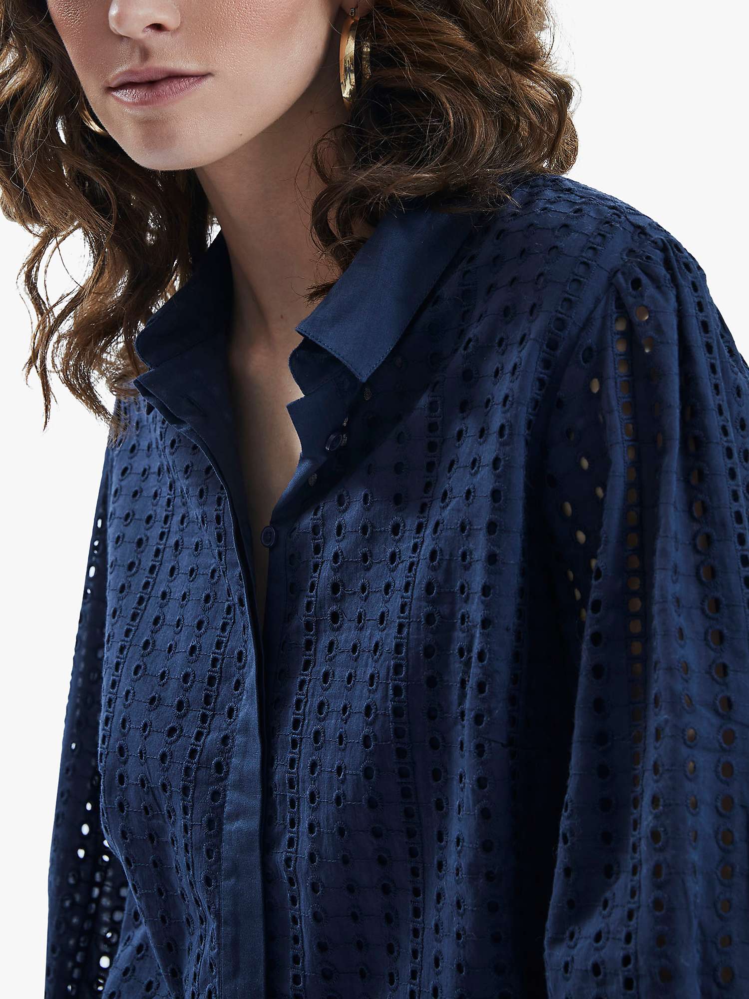 Buy James Lakeland Broderie Anglaise Shirt, Navy Online at johnlewis.com