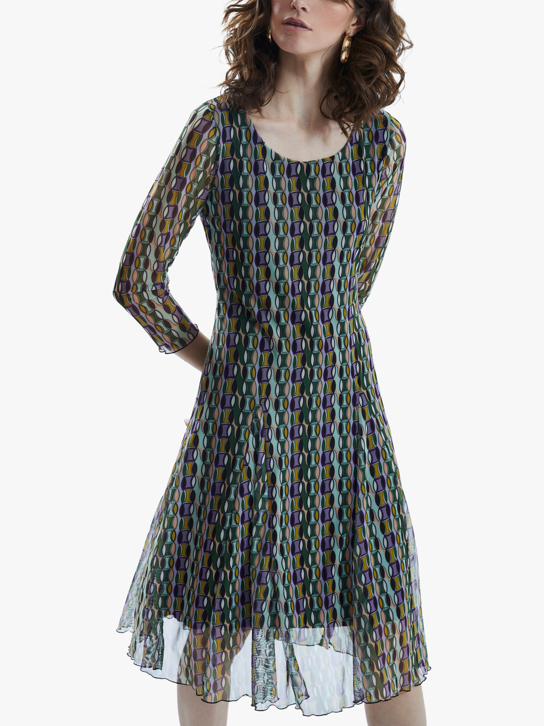 Buy James Lakeland Sheer Sleeve Geometric Print Boho Dress, Multi Online at johnlewis.com