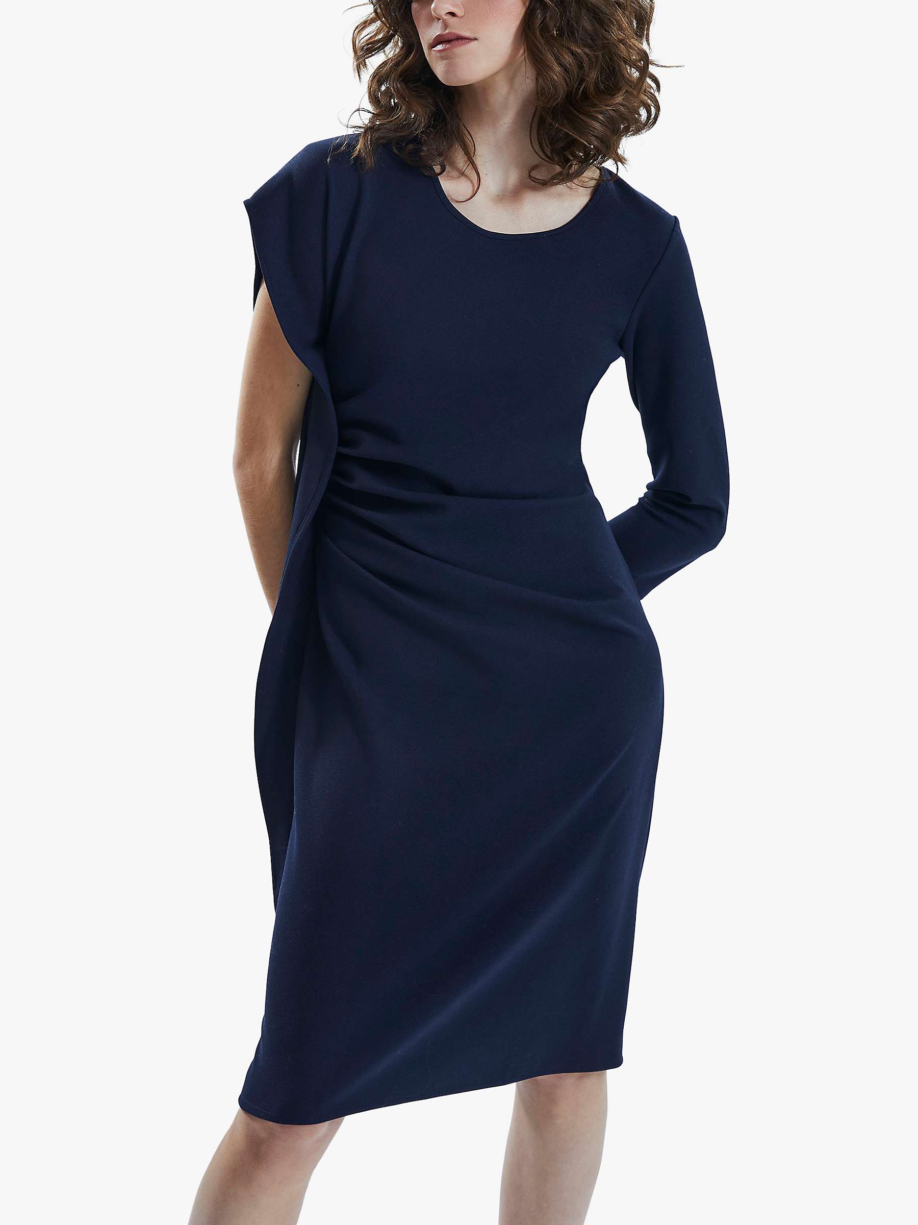 Buy James Lakeland Side Ruched Asymmetrical Knee Length Dress, Navy Online at johnlewis.com