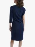 James Lakeland Side Ruched Asymmetrical Knee Length Dress, Navy