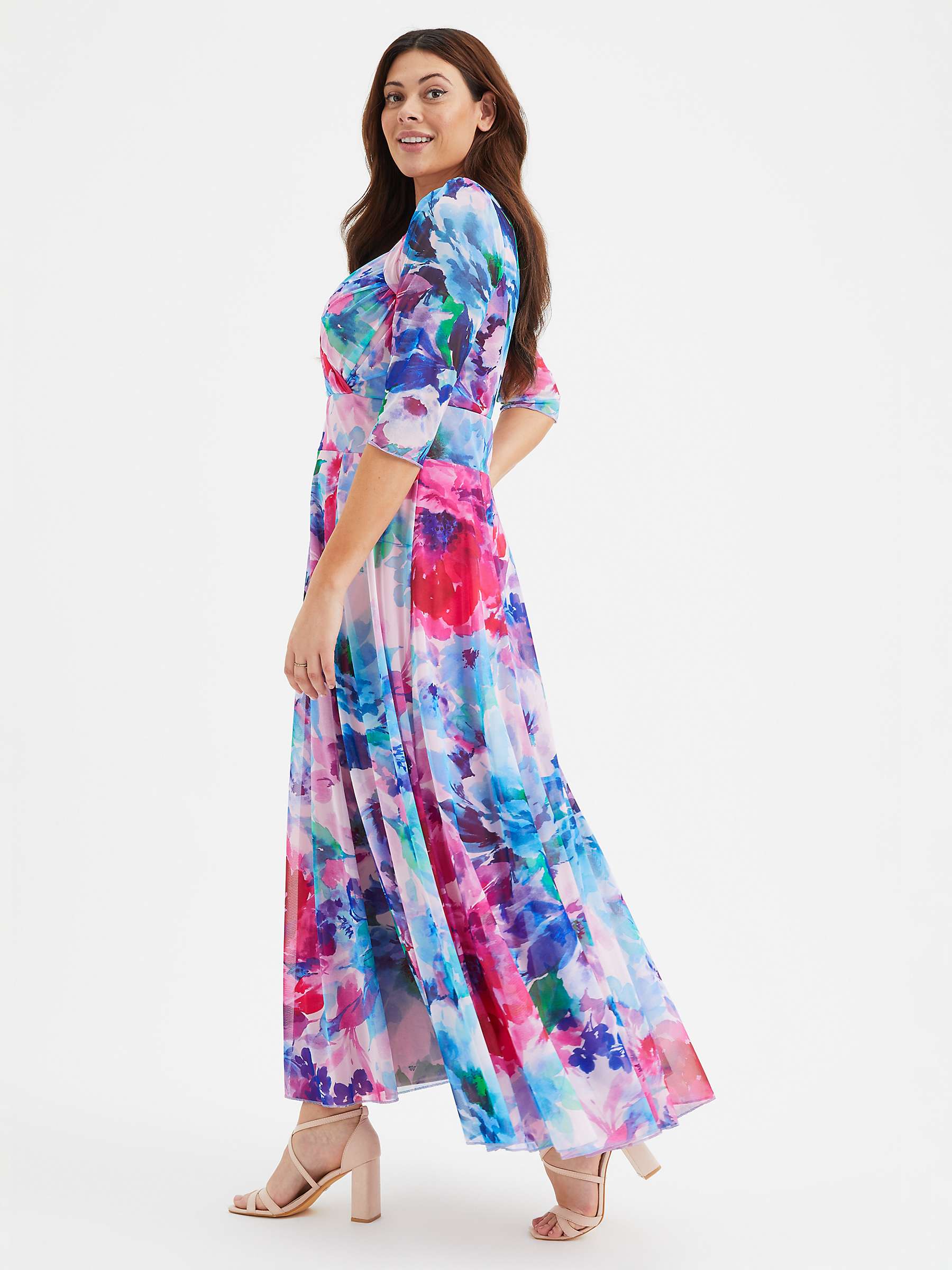 Buy Scarlett & Jo Elizabeth Floral Wrap Neck Maxi Dress, Blue/Pink Online at johnlewis.com