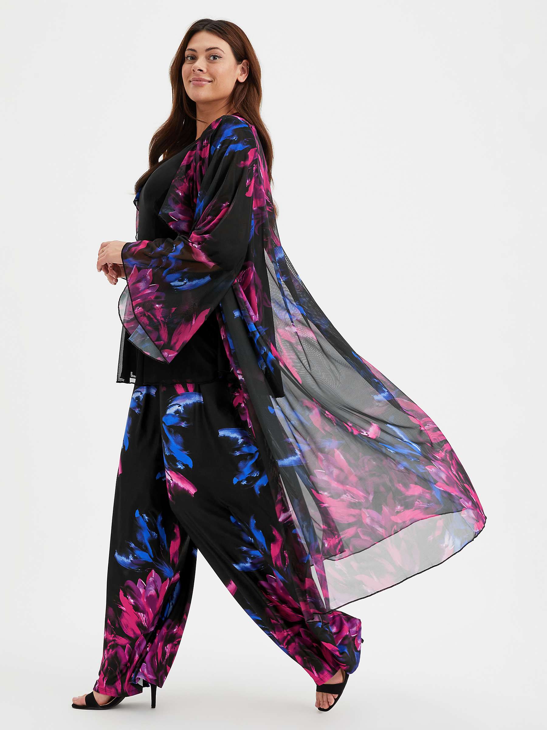 Buy Scarlett & Jo Floral Print Waterfall Neck Kimono, Multi Online at johnlewis.com