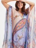 Scarlett & Jo Paisley Print Maxi Kaftan, Peach/Multi