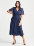 Scarlett & Jo Victoria V-neck Midi Dress, Solid Navy