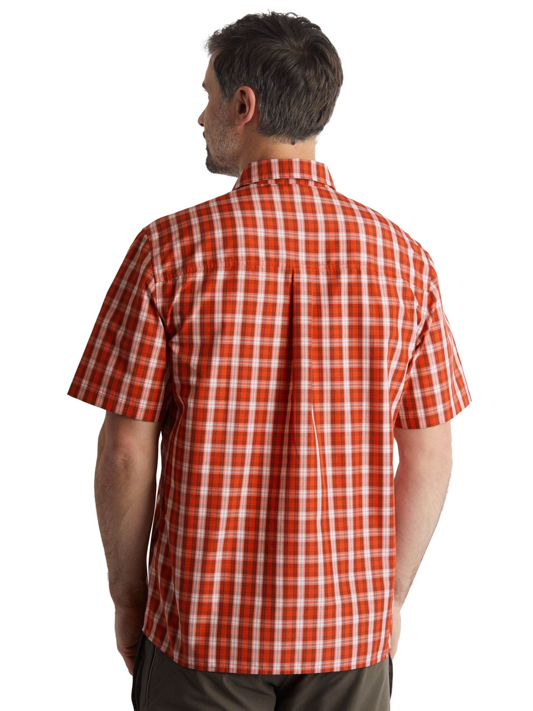 Rohan Coast Short Sleeve Checked Shirt, Solar Orange, S