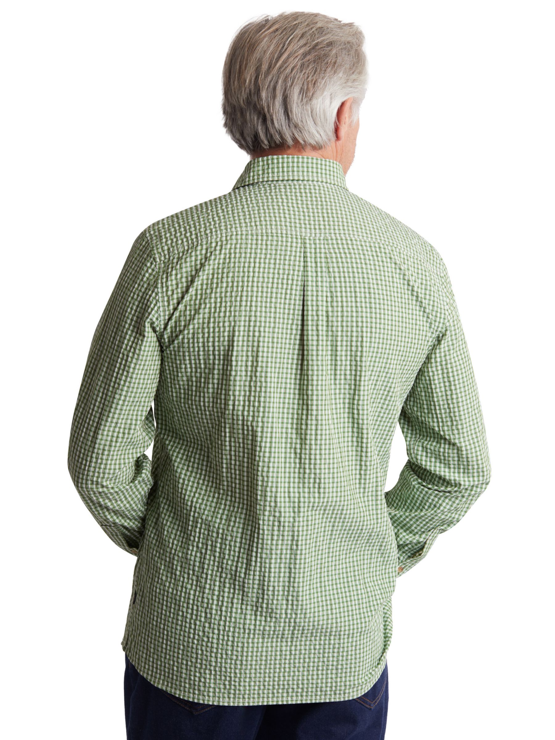 Rohan Isle Long Sleeve Seersucker Gingham Shirt, Alpine Green, S