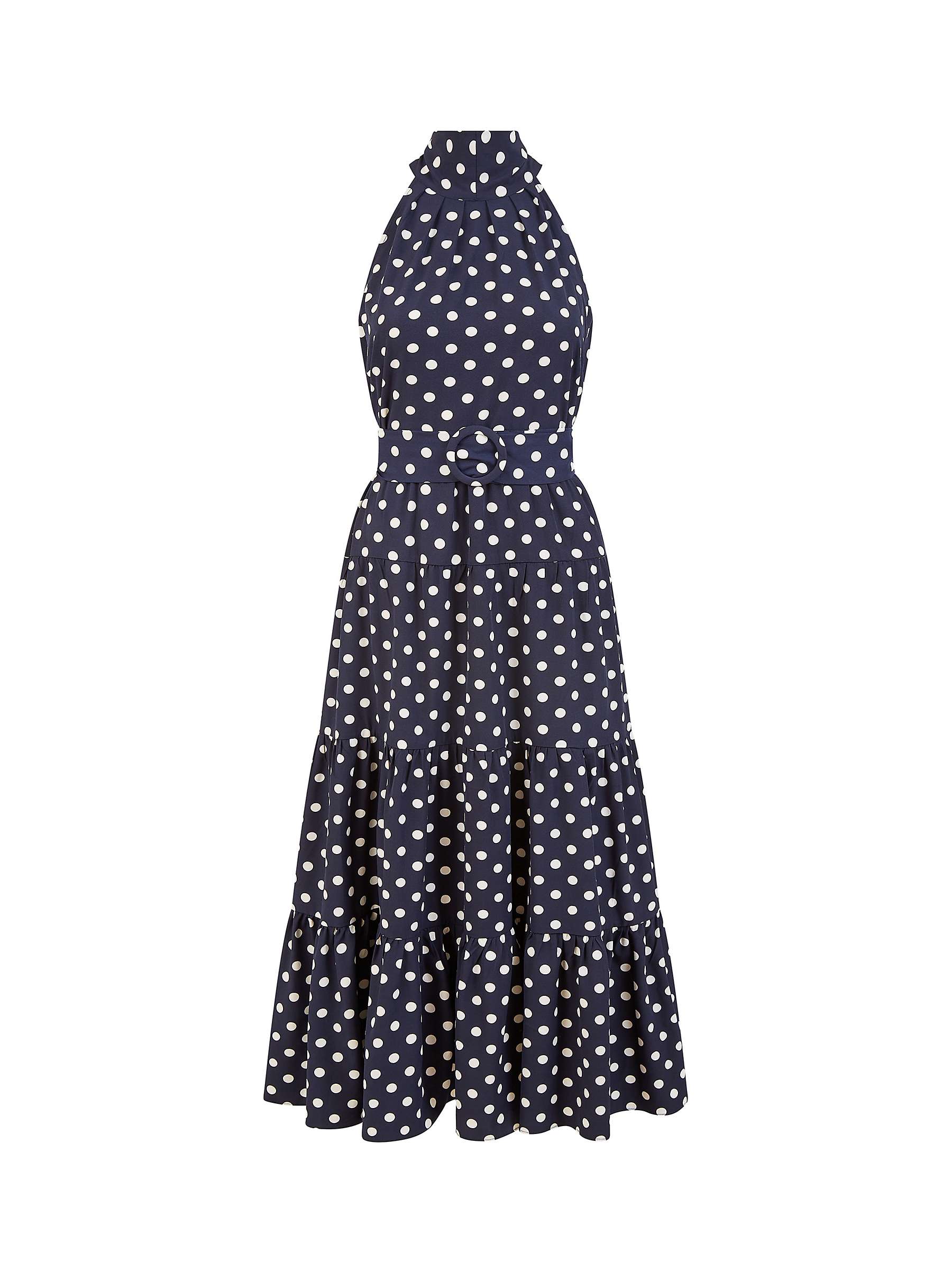 Buy Yumi Spot Print Halterneck Midi Dress, Navy Online at johnlewis.com
