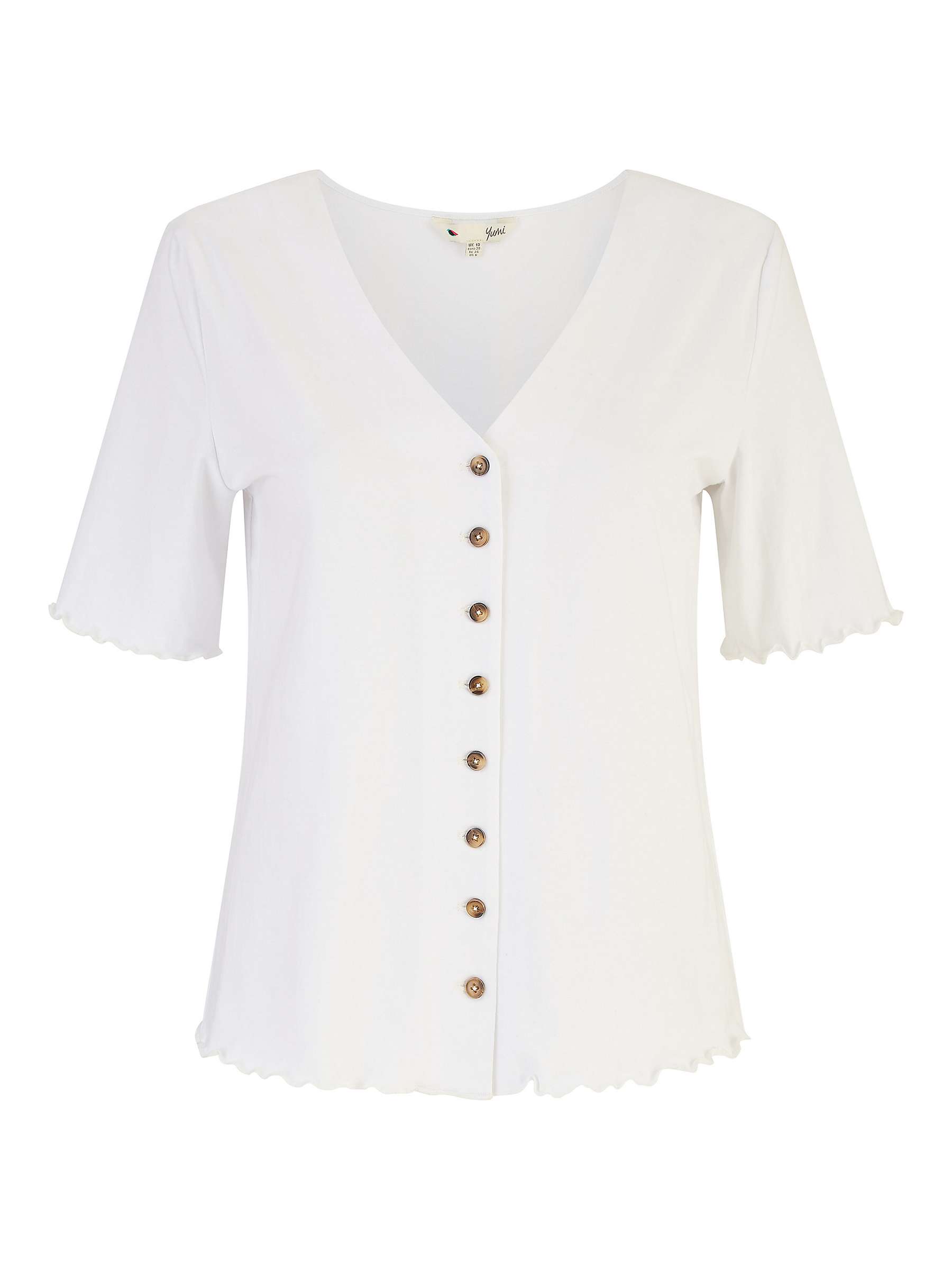Buy Yumi Cotton Button Detail Top, White Online at johnlewis.com