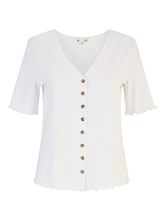 Yumi Cotton Button Detail Top, White