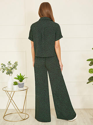 Yumi Ditsy Print Relaxed Fit Shirt, Black/Green