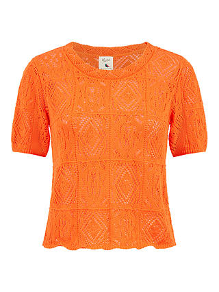 Yumi Crochet Knit Top, Orange