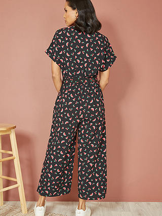Yumi Watermelon Print Jumpsuit, Black/Multi