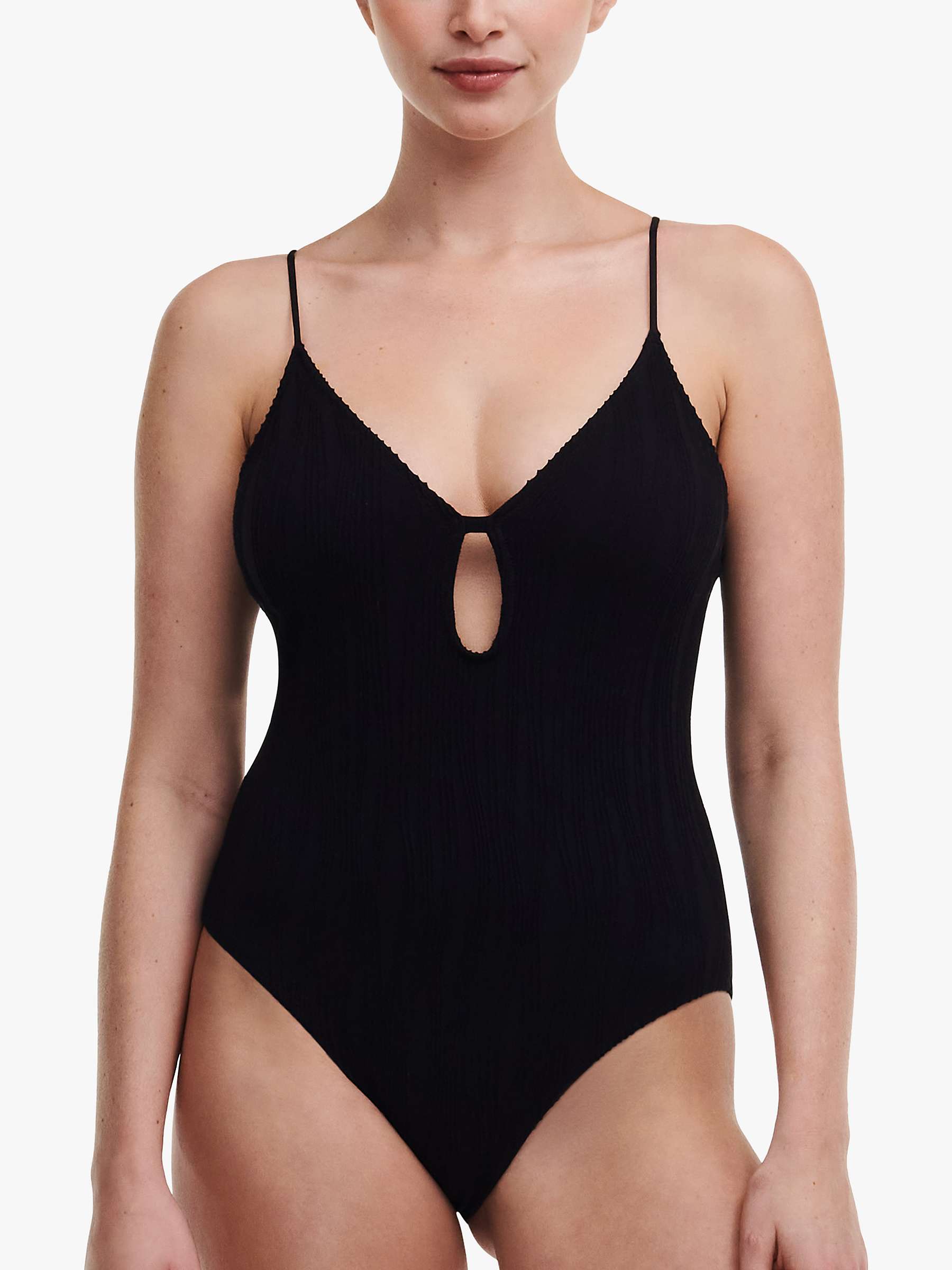 Buy Chantelle Pulp Plunge Neck Textured Swimsuit, Black Online at johnlewis.com