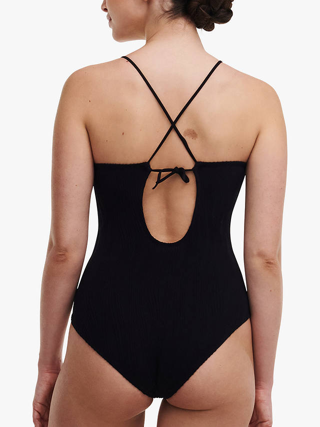 Chantelle Pulp Plunge Neck Textured Swimsuit, Black