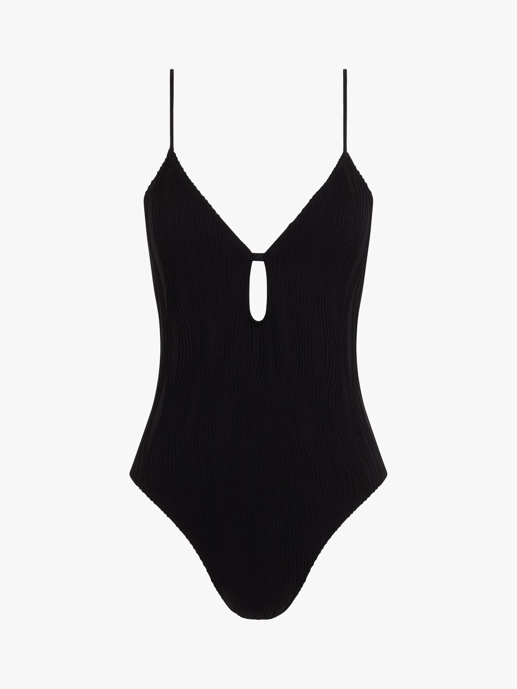Chantelle Pulp Plunge Neck Textured Swimsuit, Black, S-M