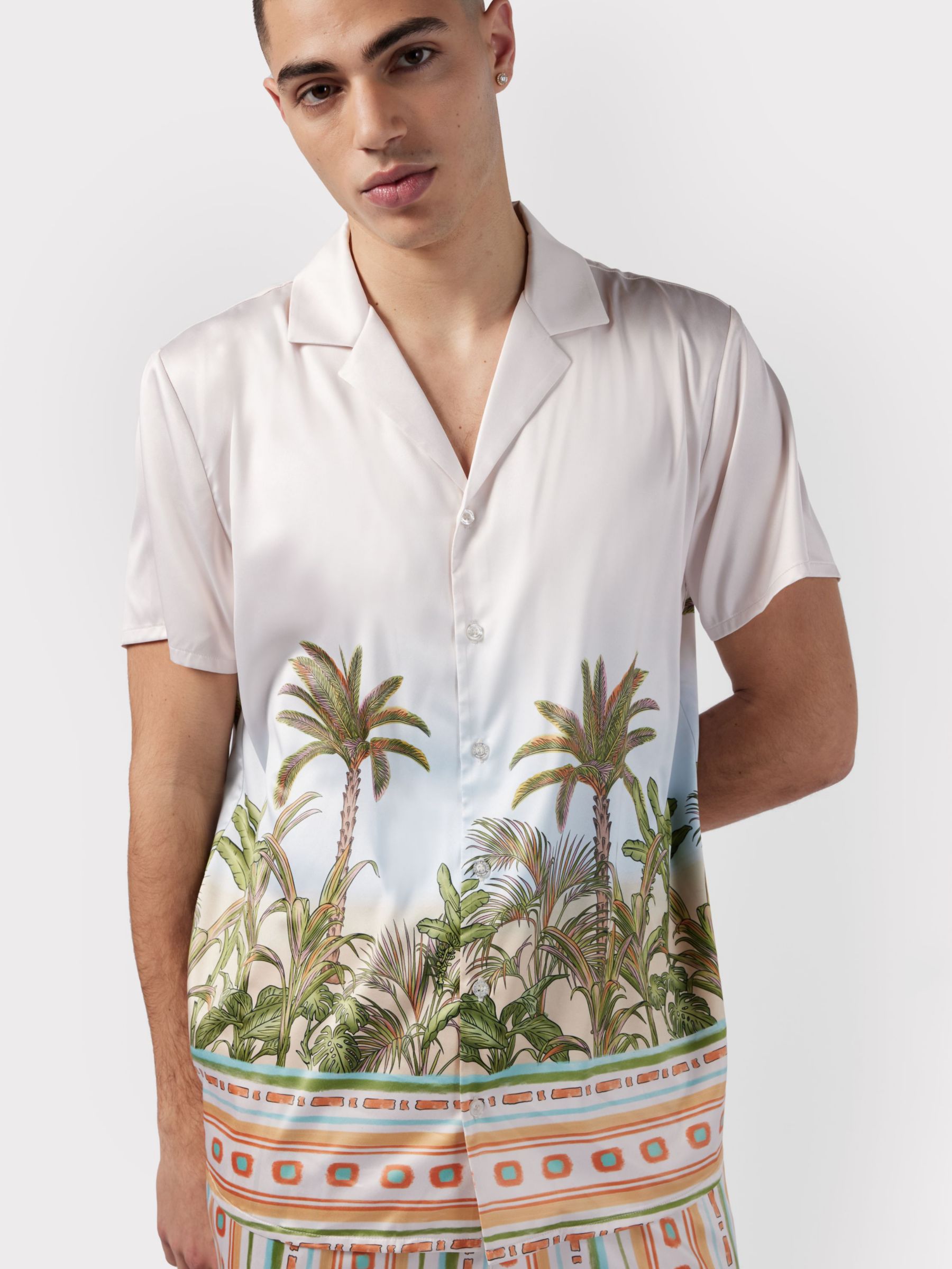 Buy Chelsea Peers Satin Parrot Placement Print Short Pyjamas, Multi Online at johnlewis.com