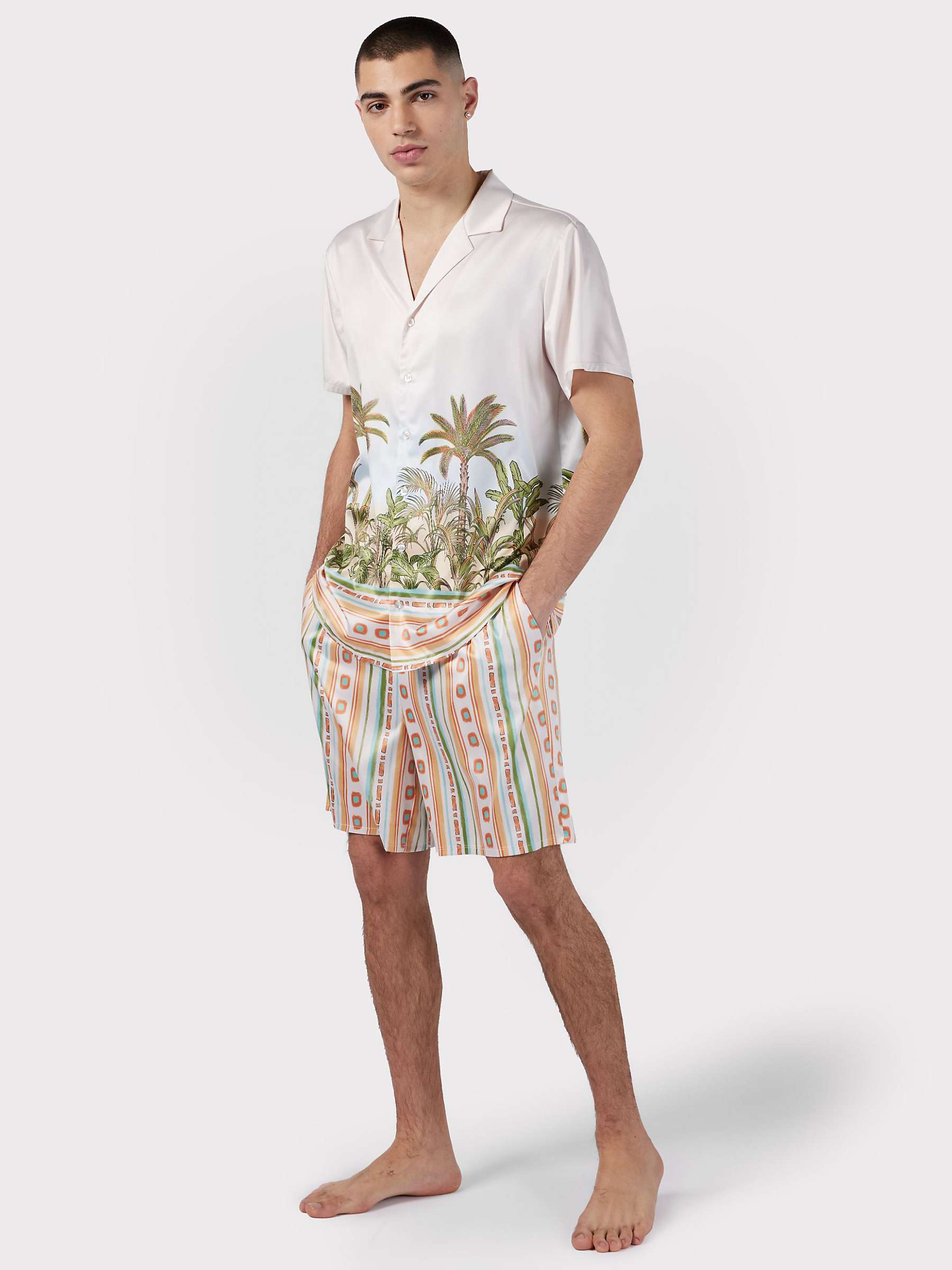 Buy Chelsea Peers Satin Parrot Placement Print Short Pyjamas, Multi Online at johnlewis.com