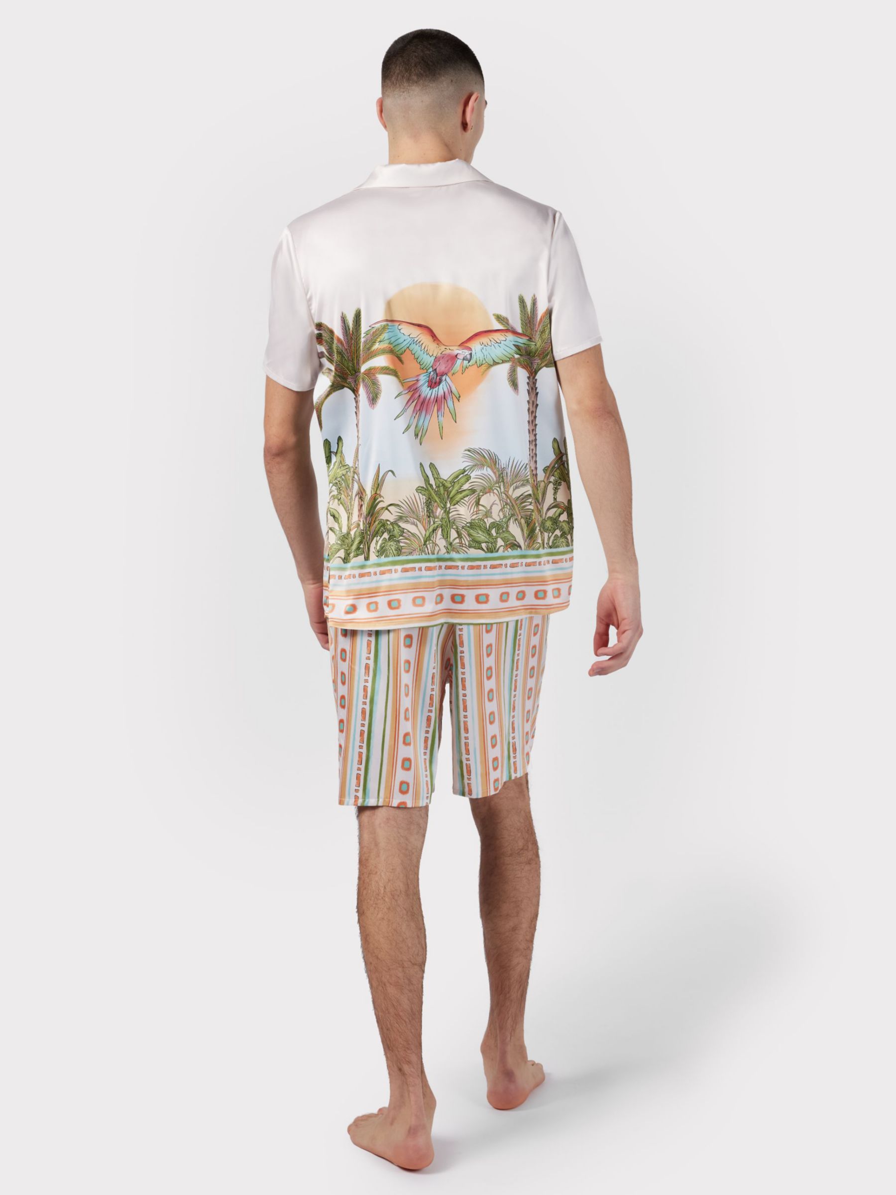 Buy Chelsea Peers Satin Parrot Placement Print Short Pyjamas, Multi Online at johnlewis.com