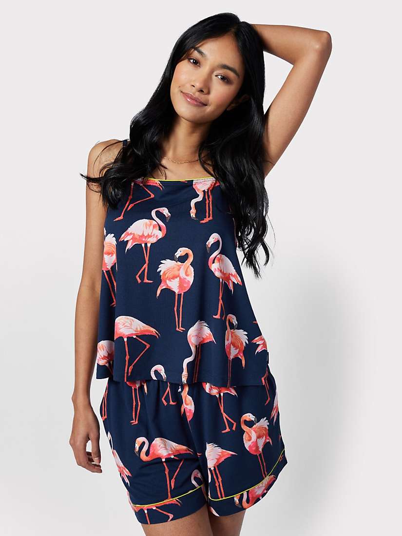 Buy Chelsea Peers Flamingo Print Cami & Short Jersey Pyjamas, Navy/Multi Online at johnlewis.com