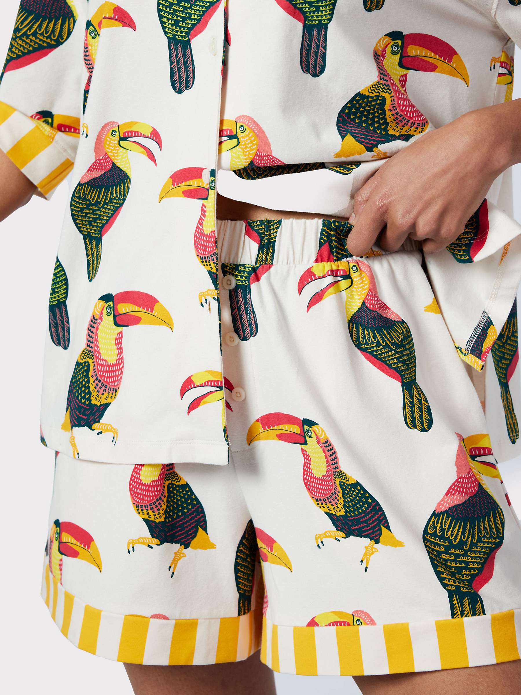 Buy Chelsea Peers Organic Cotton Toucan Button Up Short Pyjama Set, Off White/Multi Online at johnlewis.com