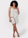 Chelsea Peers Curve Flamingo Print Cotton Cheesecloth Cami & Short Pyjamas, Off White