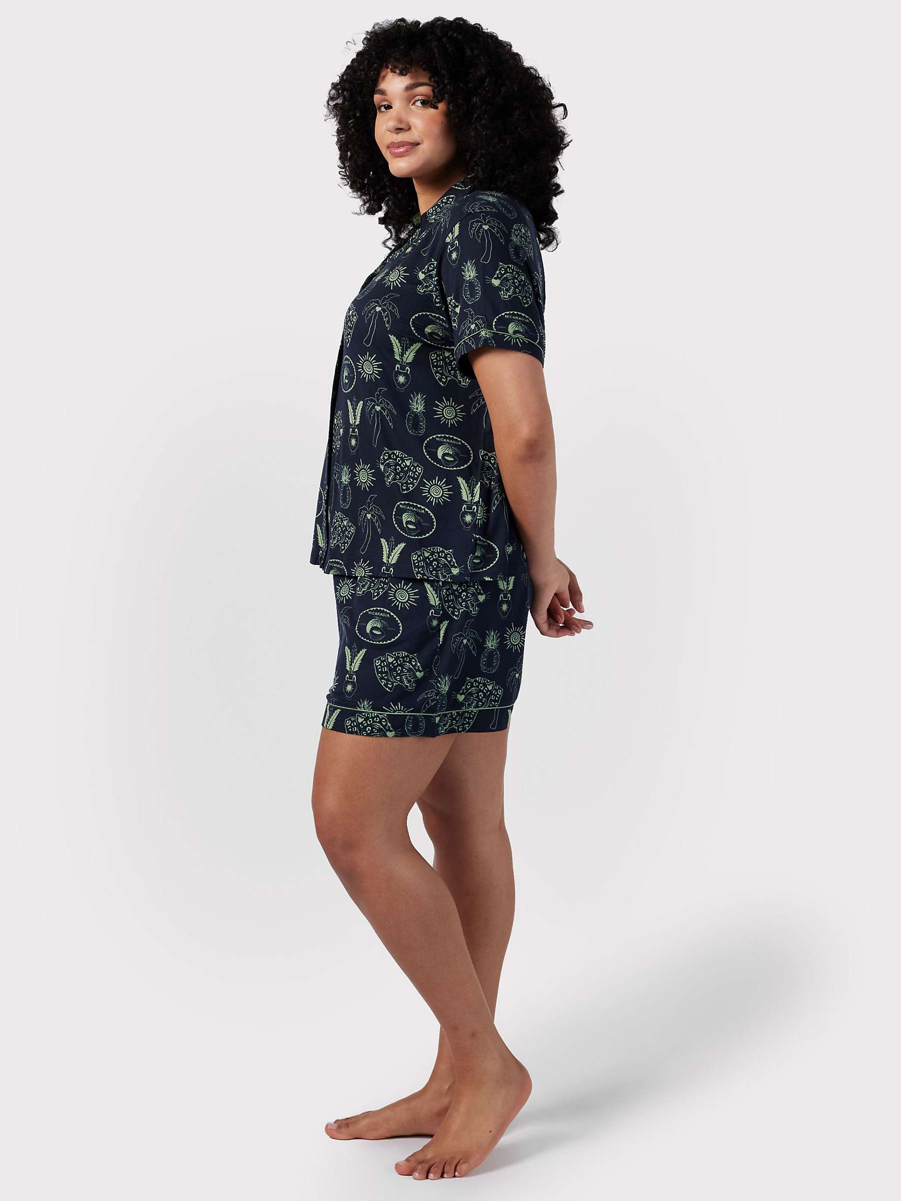 Buy Chelsea Peers Curve Tropical Holiday Short Pyjama Set, Navy Online at johnlewis.com