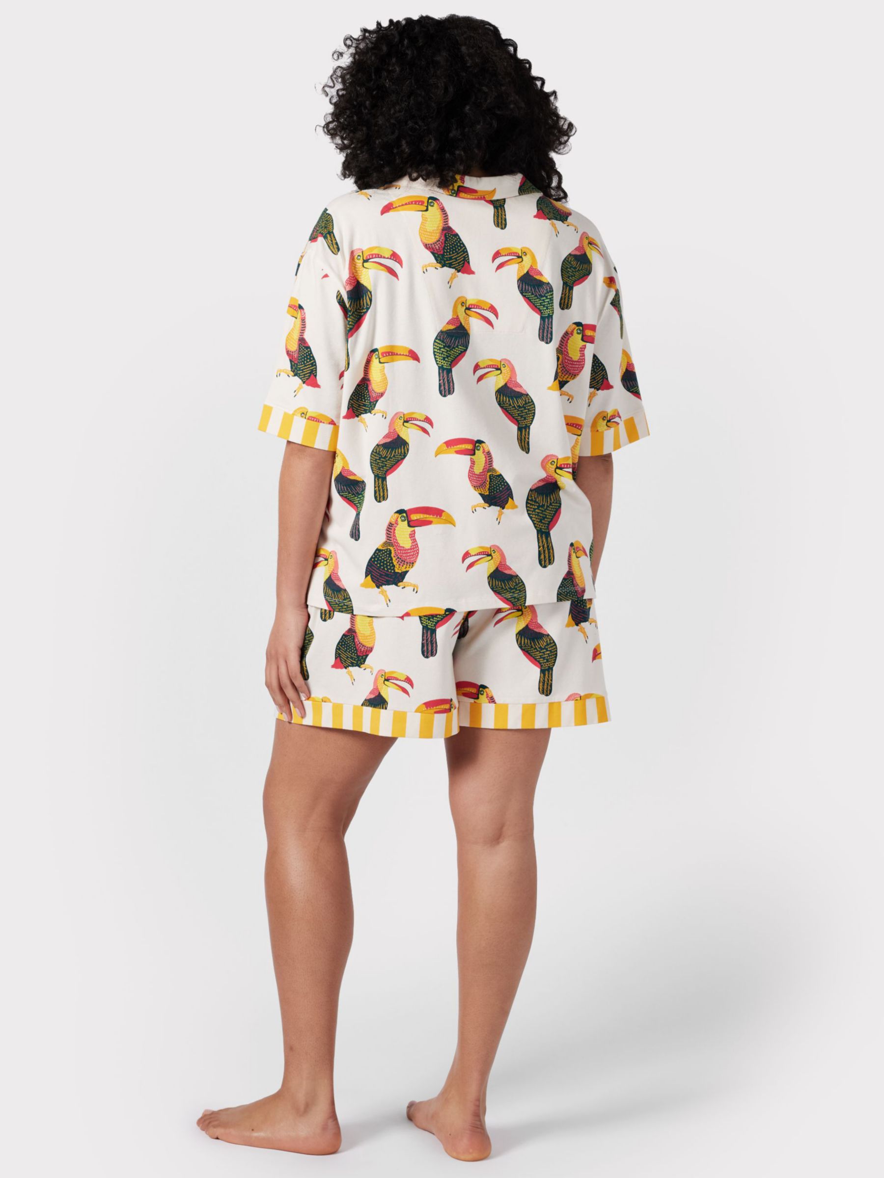Buy Chelsea Peers Curve Organic Cotton Blend Toucan Button Up Short Pyjama Set, Off White/Multi Online at johnlewis.com