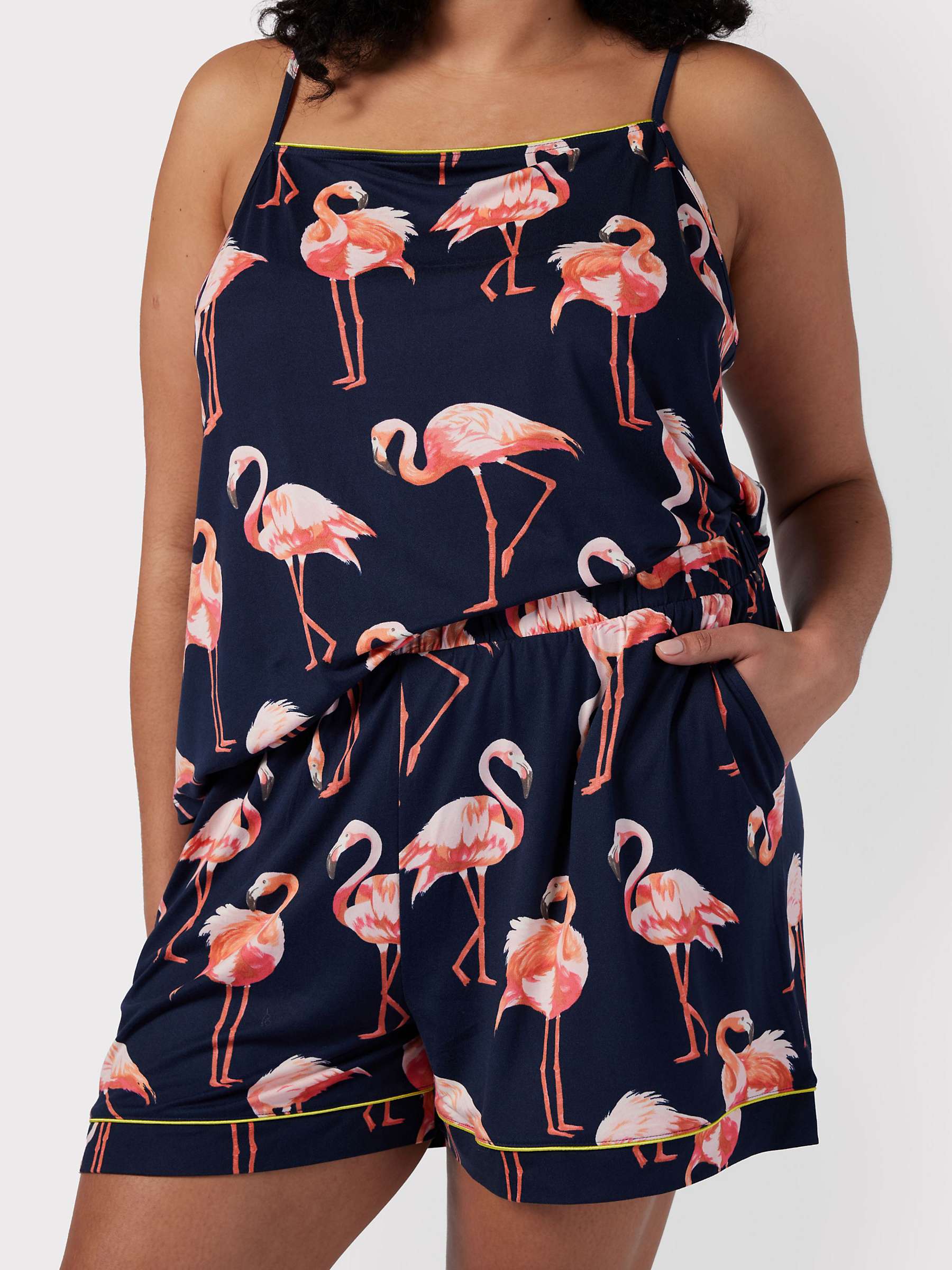 Buy Chelsea Peers Curve Flamingo print Cami Short Pyjamas, Navy/Multi Online at johnlewis.com