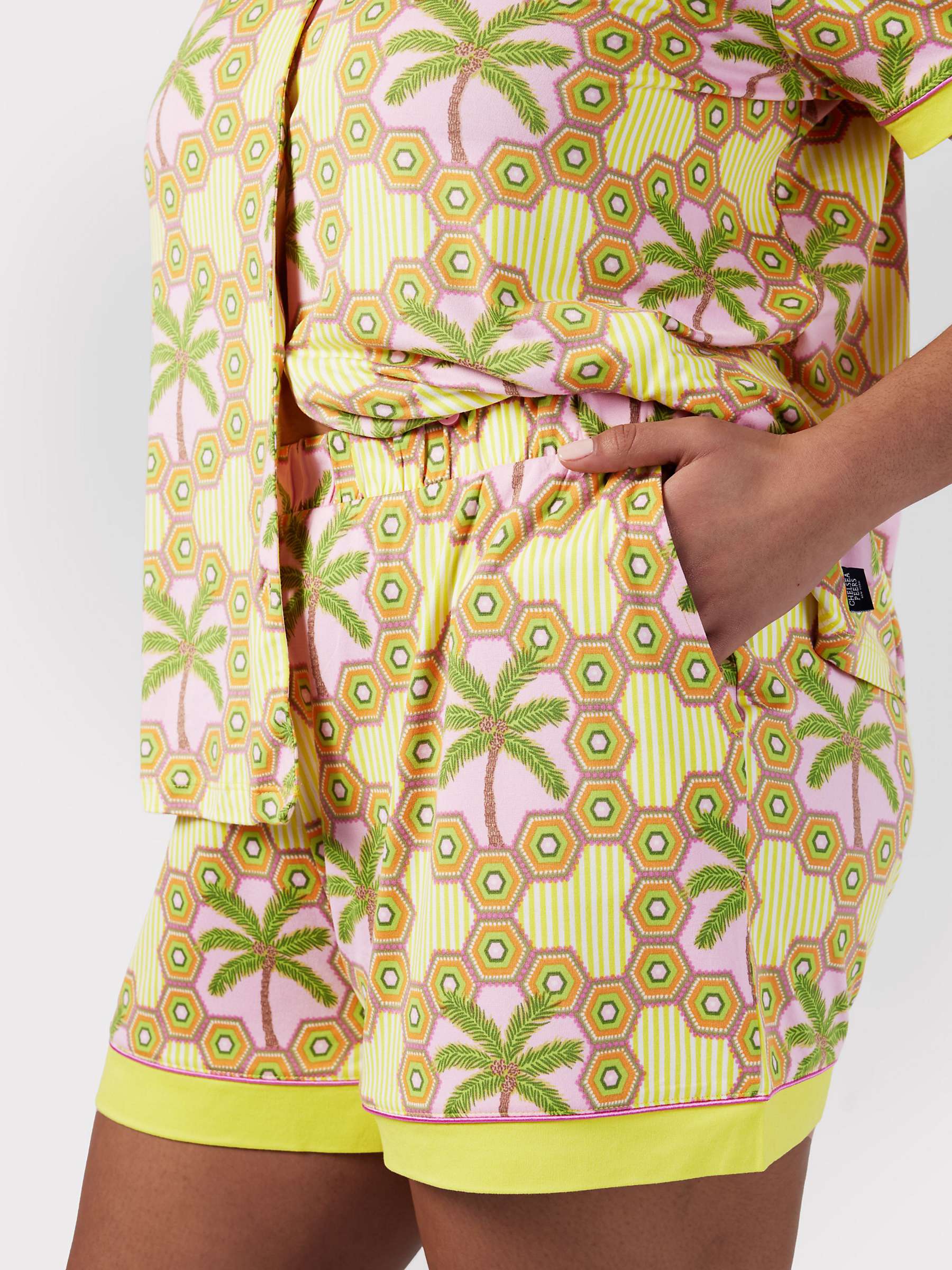 Buy Chelsea Peers Curve Geometric Palm Print Short Pyjamas, Green/Multi Online at johnlewis.com