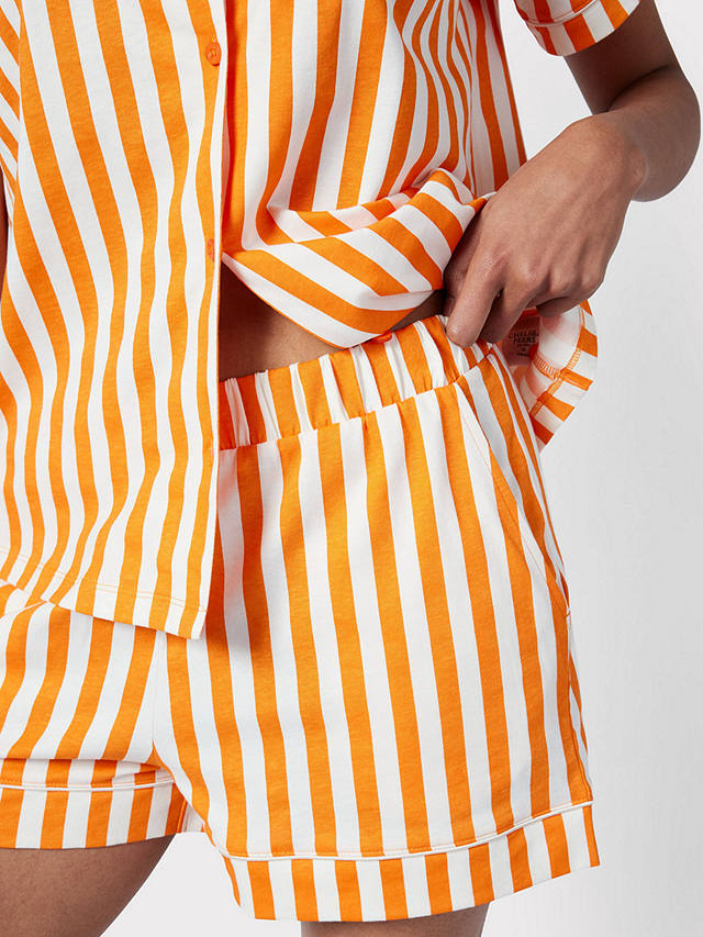 Chelsea Peers Organic Cotton Stripe Short PJ Set, Orange
