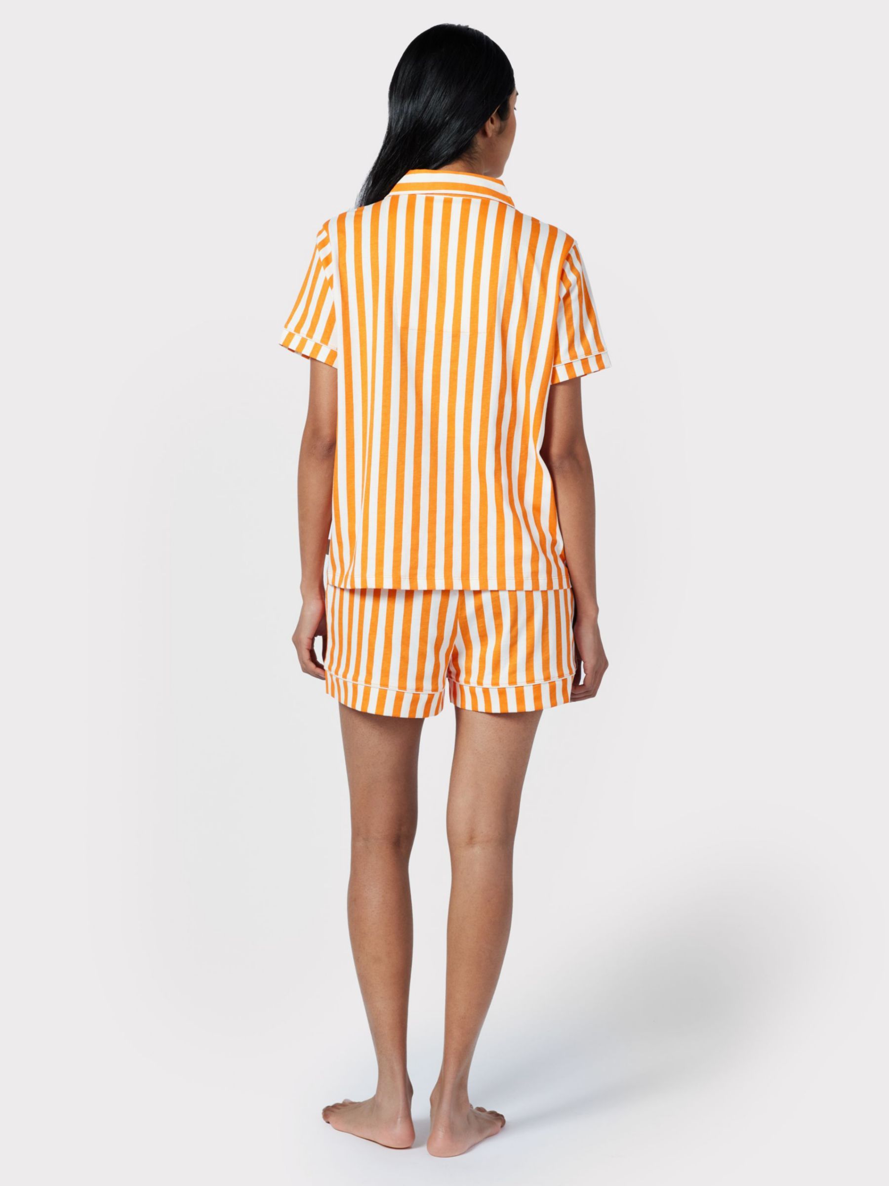 Buy Chelsea Peers Organic Cotton Stripe Short PJ Set, Orange Online at johnlewis.com