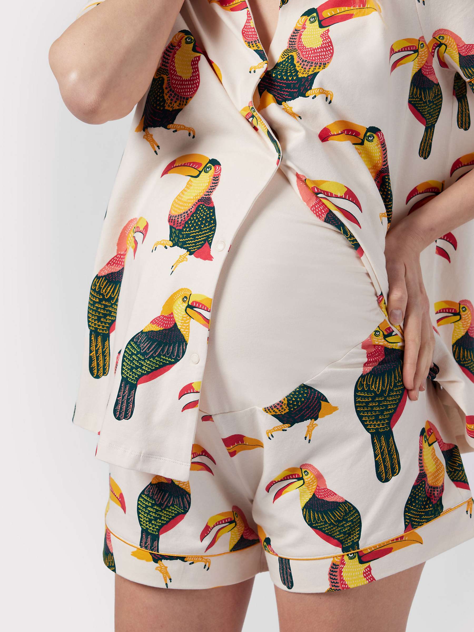 Buy Chelsea Peers Maternity Organic Cotton Blend Toucan Short Pyjama Set, Off White/Multi Online at johnlewis.com