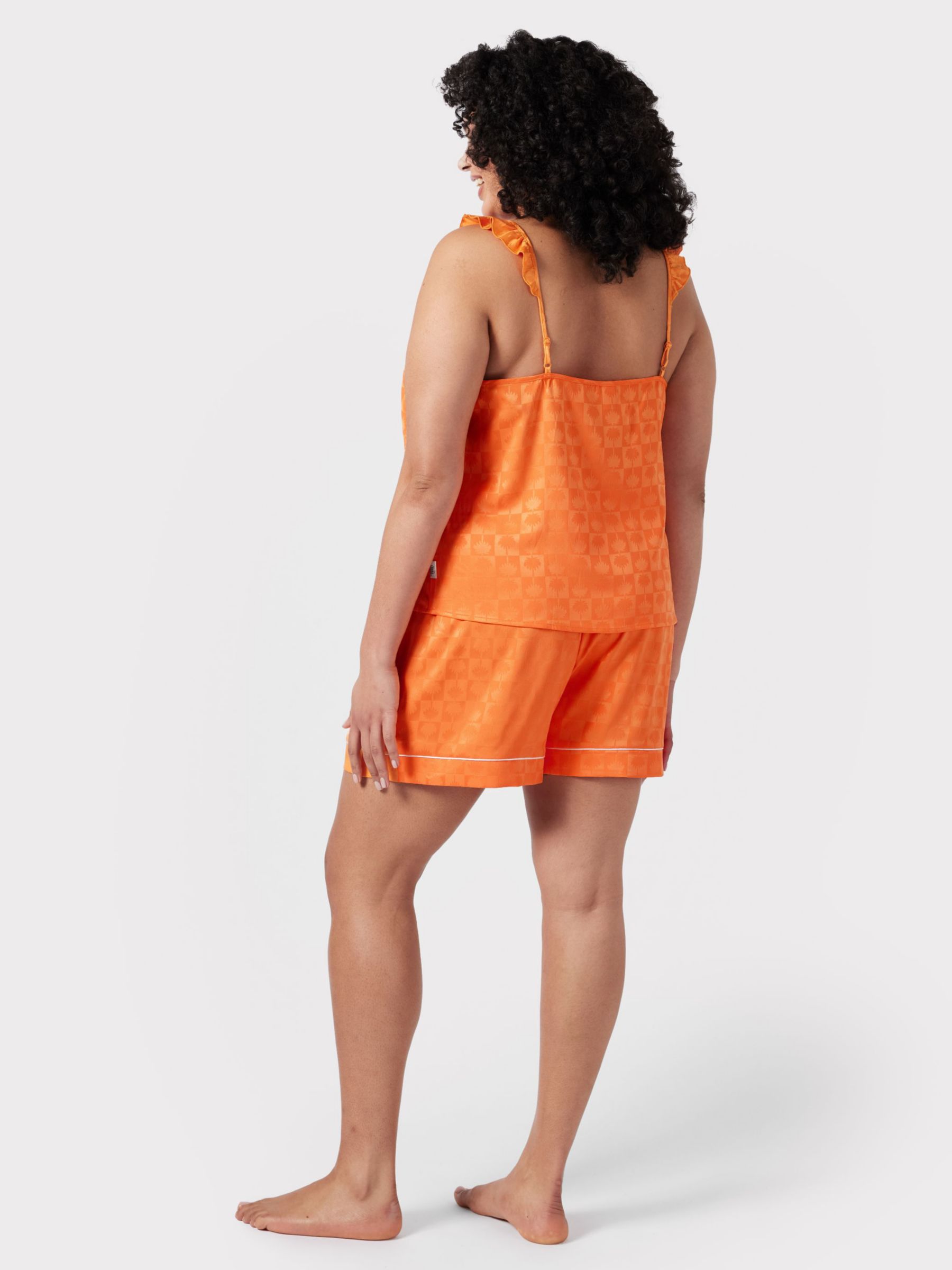 Buy Chelsea Peers Curve Satin Jacquard Palm Short Pyjamas, Orange Online at johnlewis.com