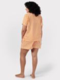Chelsea Peers Curve Organic Cotton Stripe Short Pyjama Set, Orange