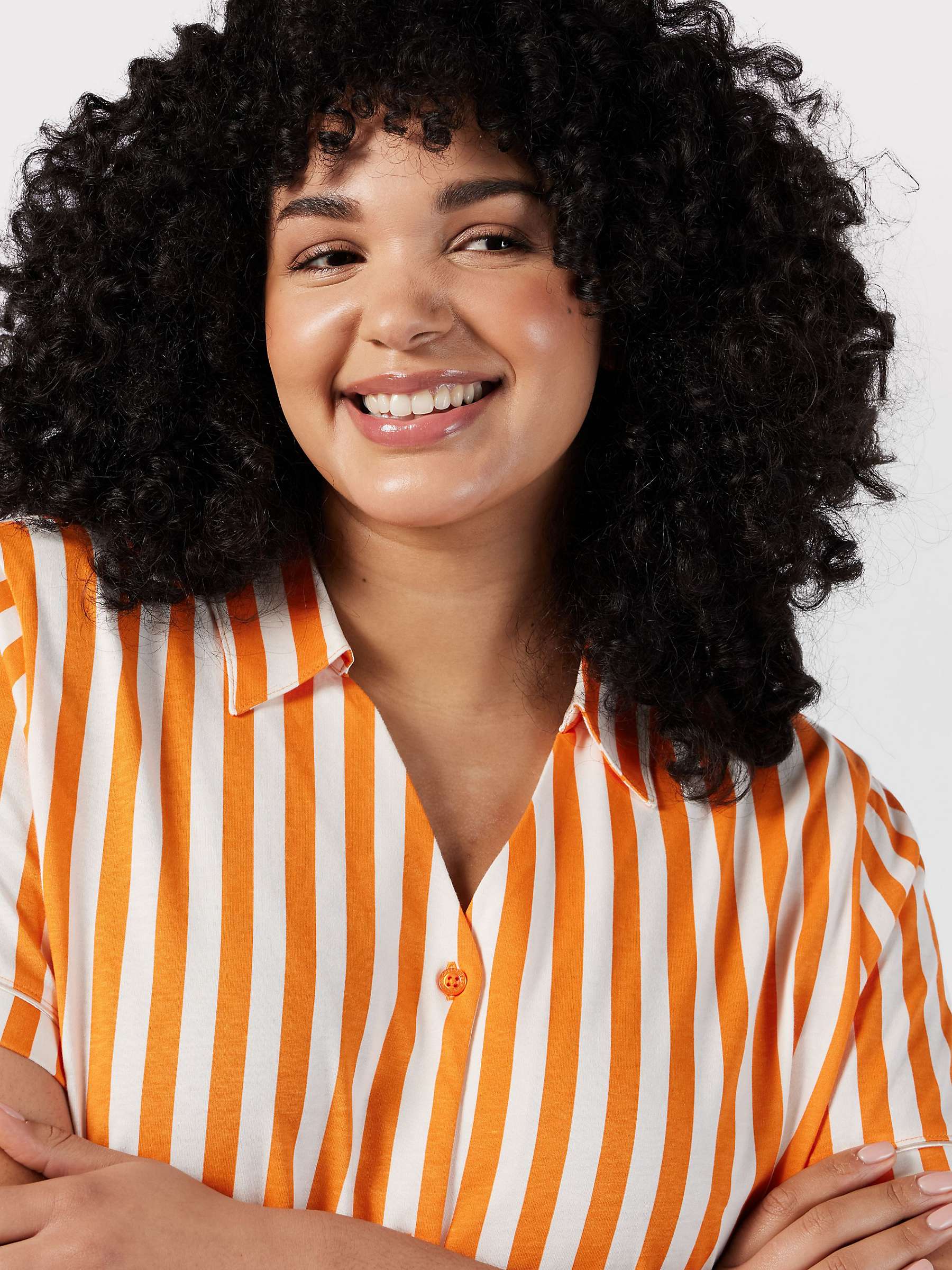 Buy Chelsea Peers Curve Organic Cotton Stripe Short Pyjama Set, Orange Online at johnlewis.com