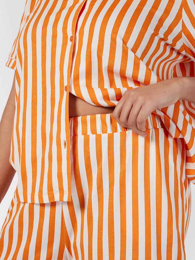 Chelsea Peers Curve Organic Cotton Stripe Short Pyjama Set, Orange
