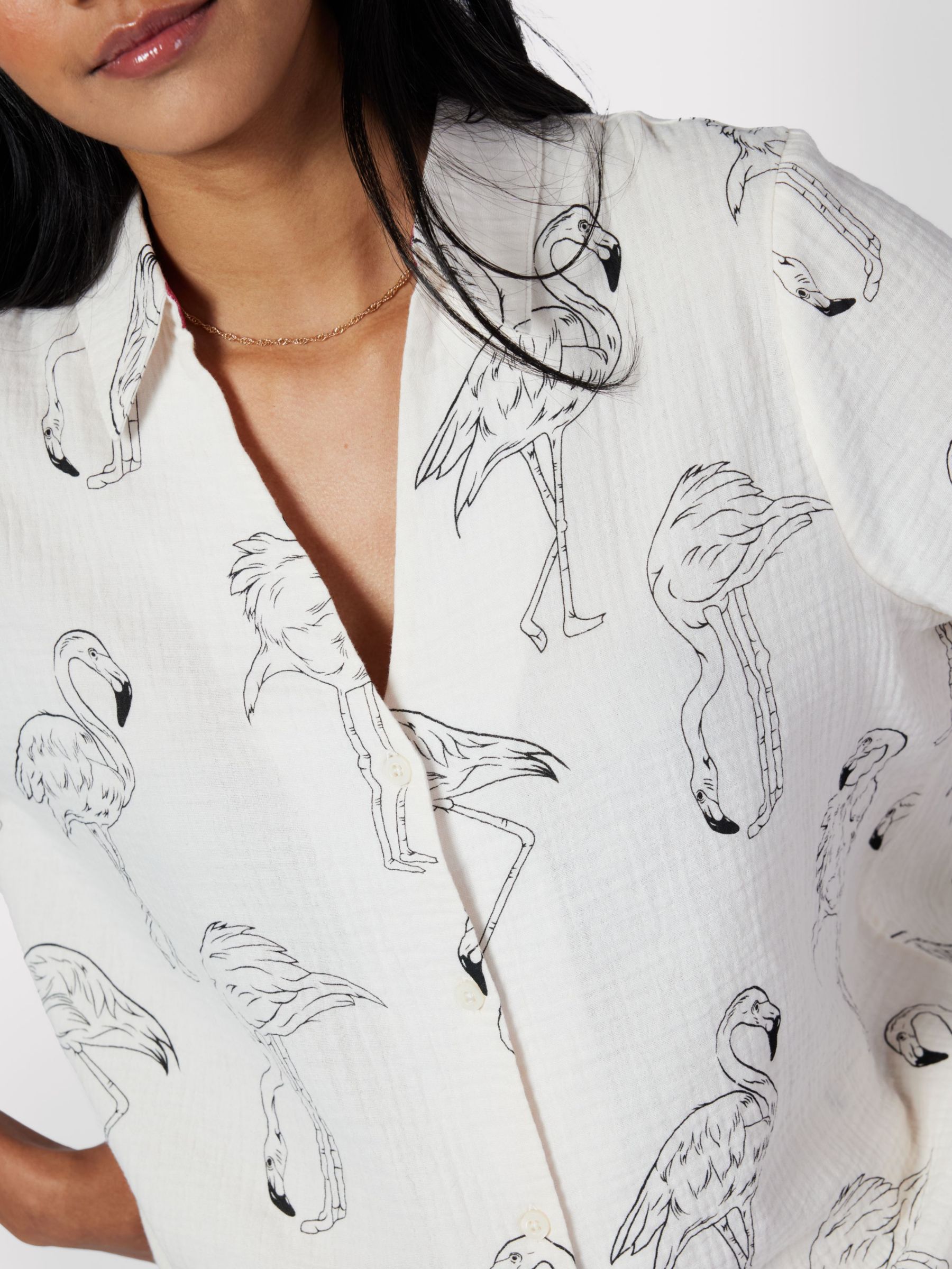 Buy Chelsea Peers Flamingo Print Cotton Cheesecloth Short Pyjamas, Off White Online at johnlewis.com