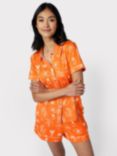 Chelsea Peers Tropical Holiday Print Short Pyjamas, Orange