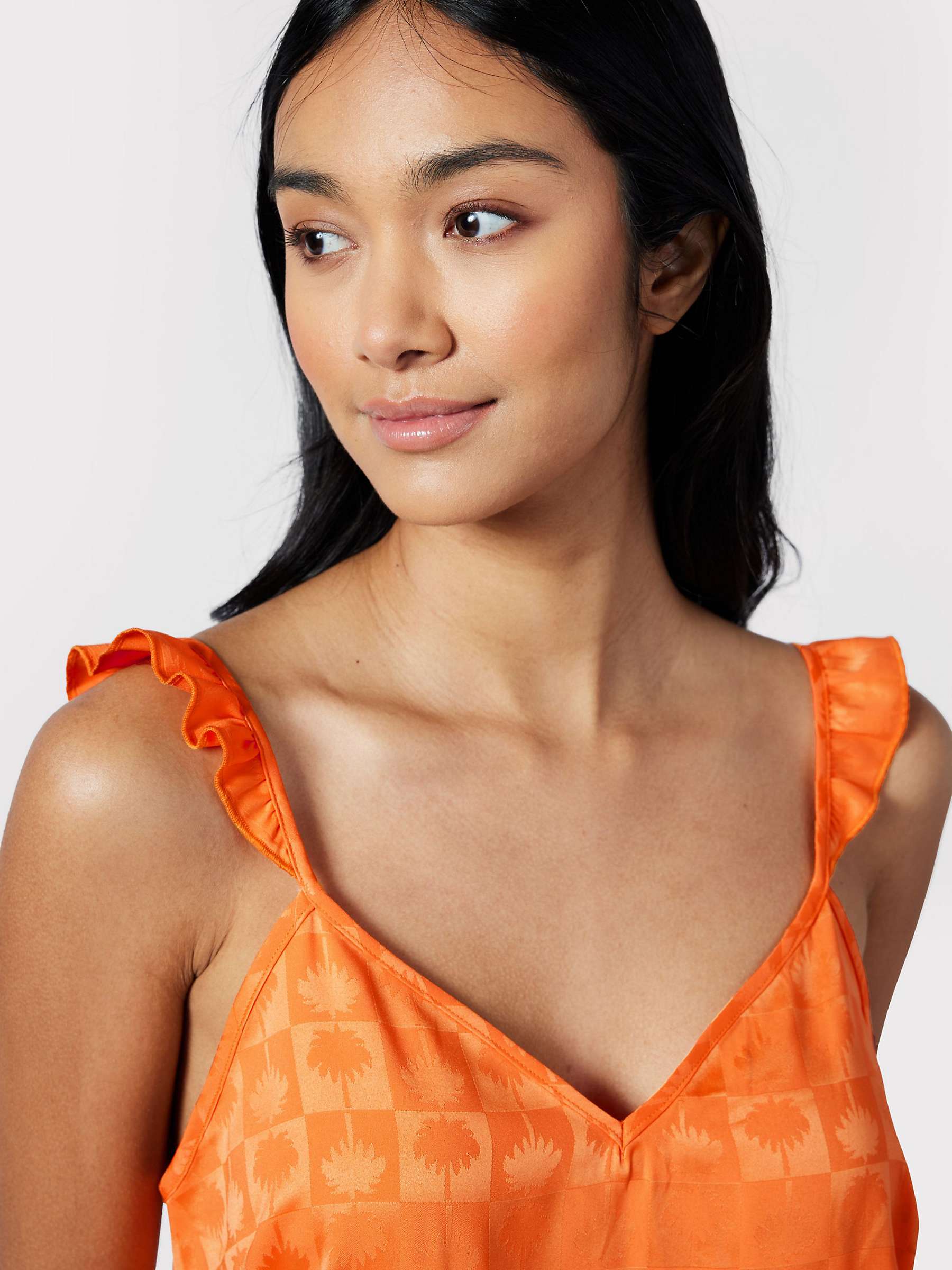 Buy Chelsea Peers Satin Jacquard Palm Short Pyjamas, Orange Online at johnlewis.com