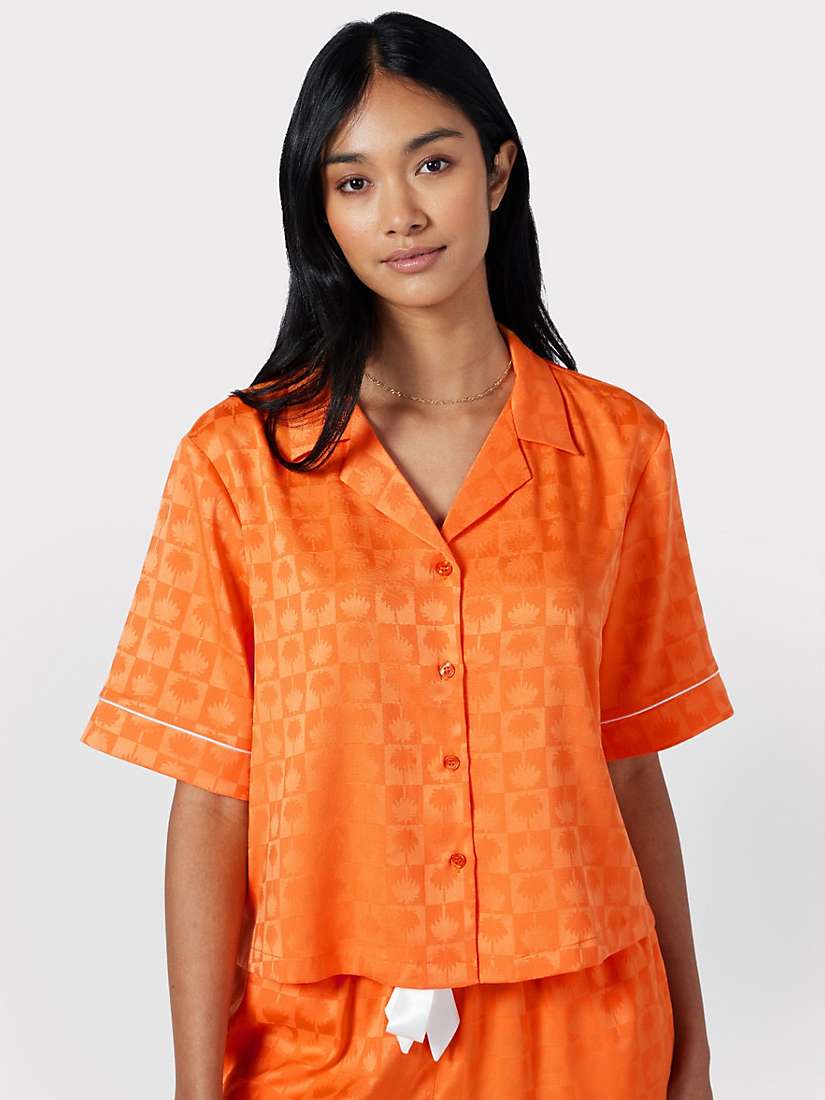Buy Chelsea Peers Satin Jacquard Palm Short Pyjamas, Orange Online at johnlewis.com