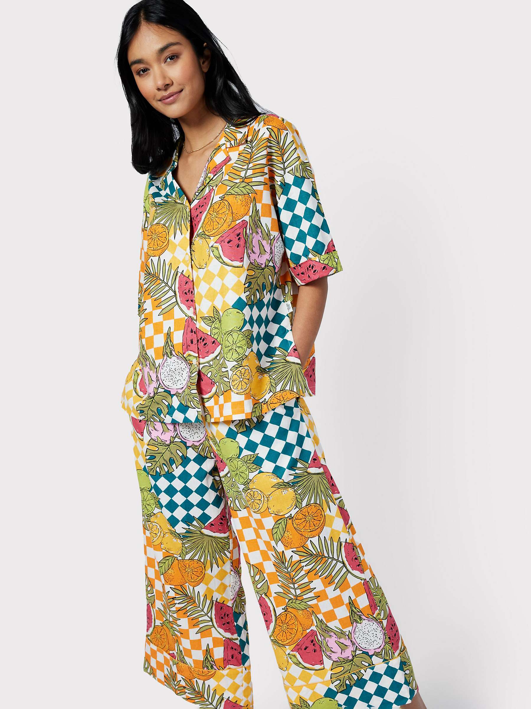 Buy Chelsea Peers Fruit Checkerboard Cropped Pyjamas, Multi Online at johnlewis.com